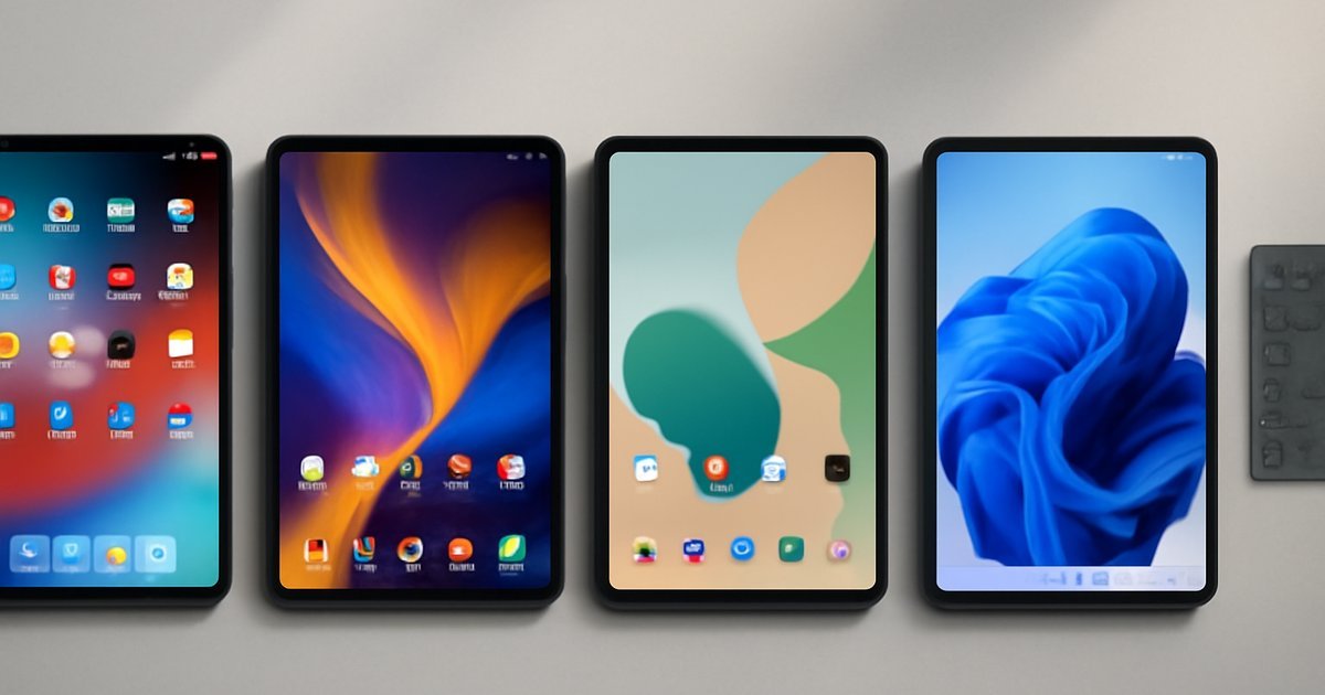 Best tablets of 2026 displayed side by side on a gray desk including iPad Pro Samsung Galaxy Tab and Surface Pro
