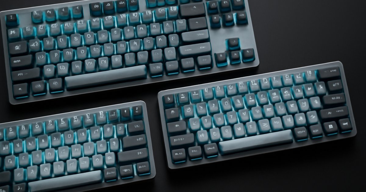 Best mechanical keyboards of 2026 flat lay showing three different form factors on a dark desk